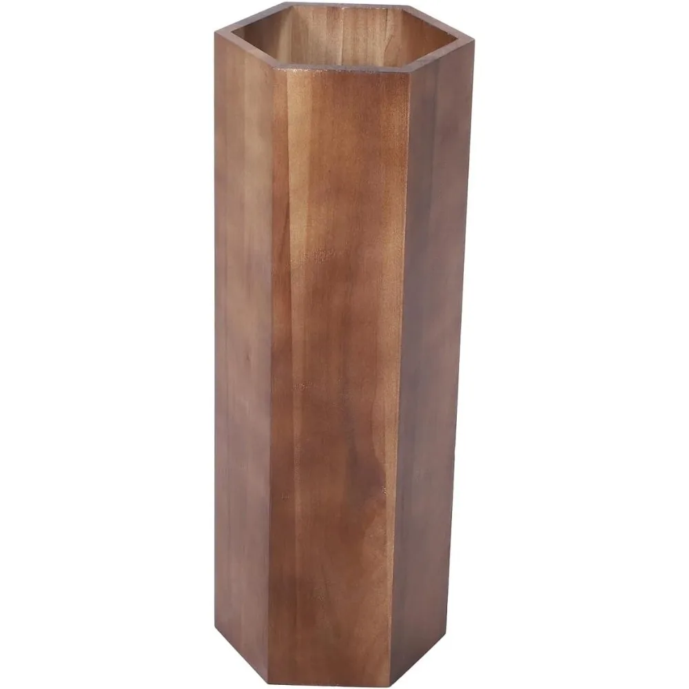 

Wooden hexagon Umbrella Stand Rack - Umbrella Holder Bin with Drip Tray - Canes Walking Sticks Holder for Entryway Home