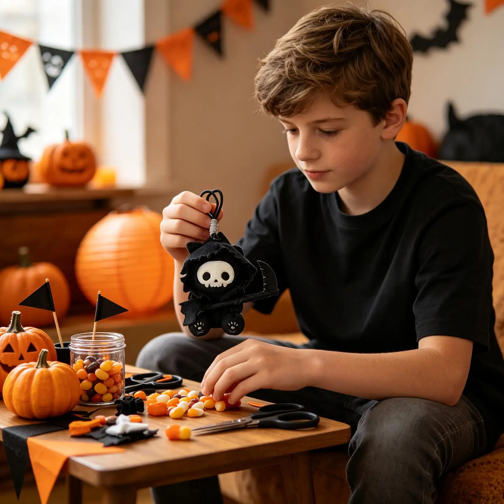Halloween Plush Cat 20cm Soft Stuffed Cute Skeleton Keychain Charms Funny Plush Dolls Bag Ornament For Schoolbag Wallet Backpack
