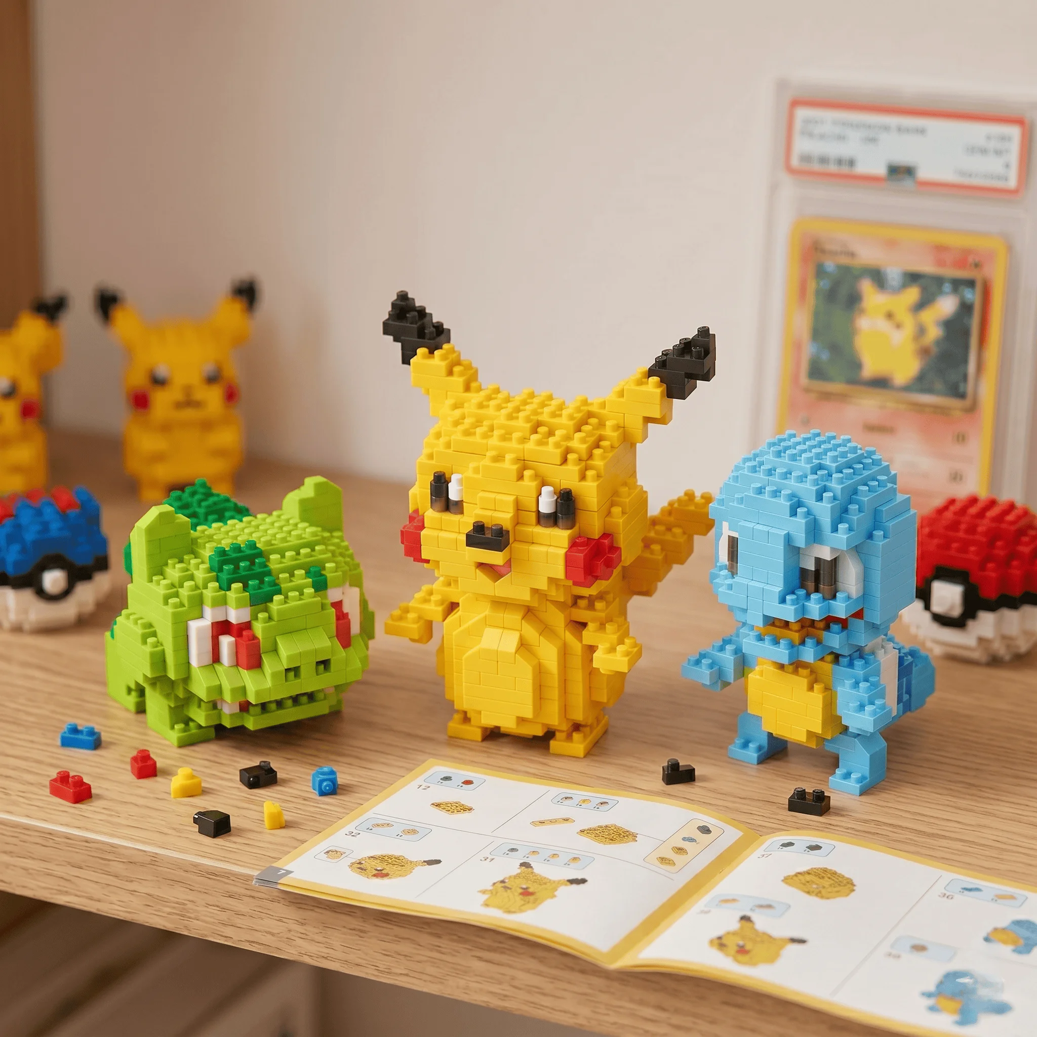 Pokémon Little Fire Dragon, Pikachu, Dratini, Garibaldi, bloques de construcción en miniatura con temática de anime, modelo coleccionable, juguetes de cumpleaños