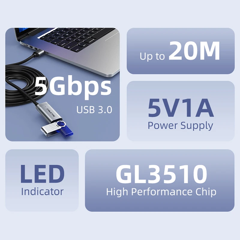 CABLETIME 480Mbps Fast Data Transfer USB 2.0 Extension cable 30M/20M/10M/5M USB 2.0 A male to B male Cord for Computer VR
