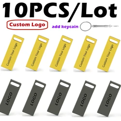 10 pz/lotto Custom Company Logo Fashion Mini Metal Usb Flash Drive 4GB 8GB 16GB 32GB 64GB Pendrive 128MB Flash Memory Usb Stick