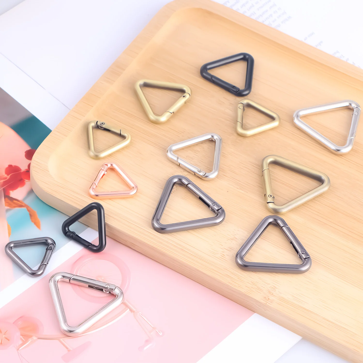 5Pcs Metal Triangle Spring Buckles Openable Ring Hook Bag Strap Belt Keyring Snap Clip Clasps DIY Accessories