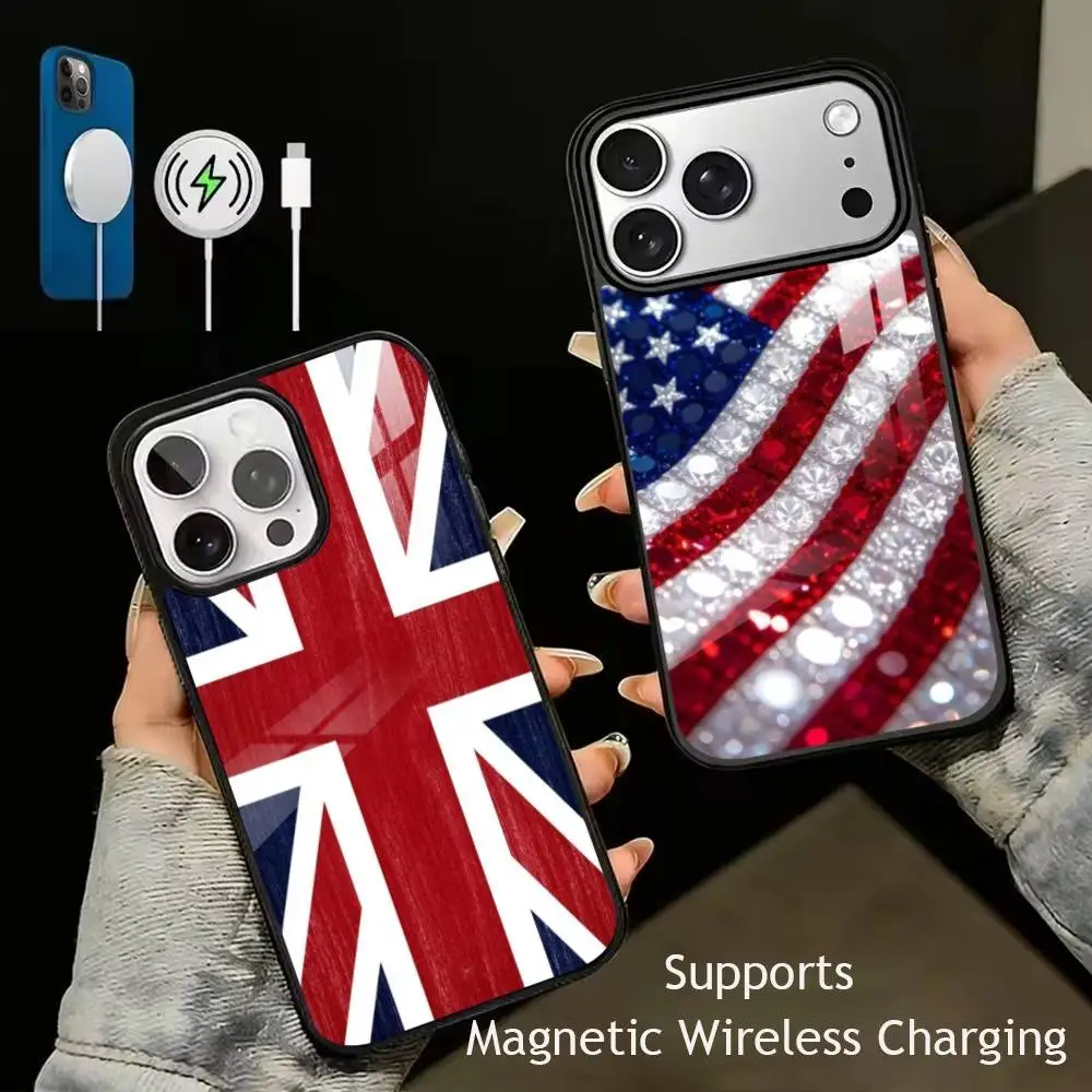 

British National Flag Phone Case For iPhone17,16,15,14,13,12,11 Plus,Pro Supports Magnetic Wireless Charging