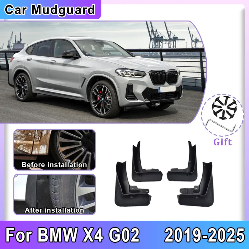Mud Flap For BMW X4 G02 M Sport Accessorios 2019-2025 2022 Anti-splash Front Rear Fender Wheel Covers Guard Mudguard Accessories