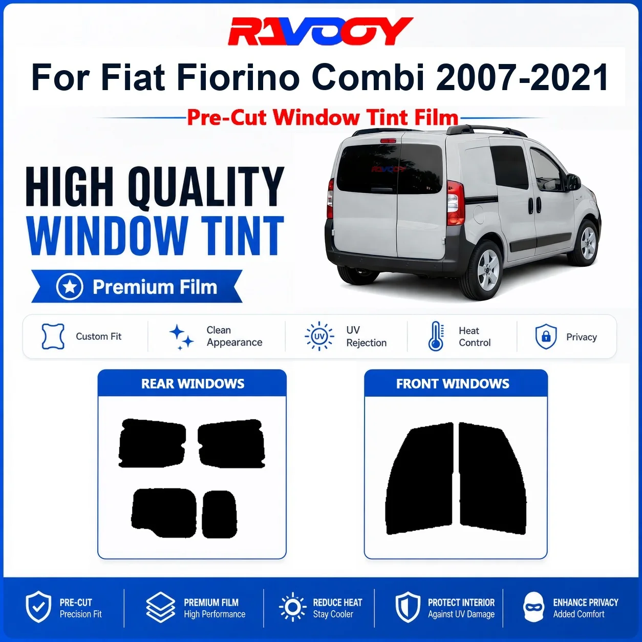 Película De Privacidad Para Ventanas Delanteras Y Traseras De Fiat Fiorino Combi 2007-2021, Precortada, Con Protección Uv Y Rechazo De Calor. — -50%, 26.19€ Coupon, from 26.19€ – 50% descuento – €26.19