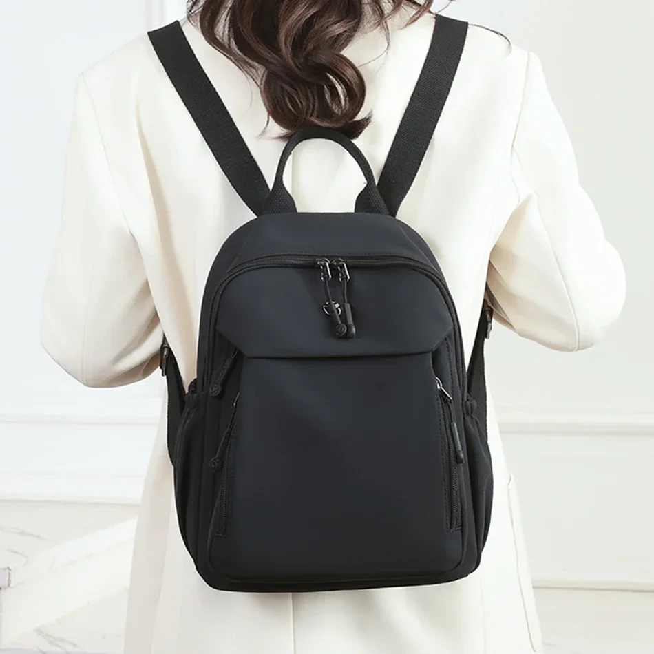 New High Quality Nylon Women Back Pack Solid Color Waterproof Travel Backpack Casual School Bags Girls Shoulder Bag Sac A Dos
