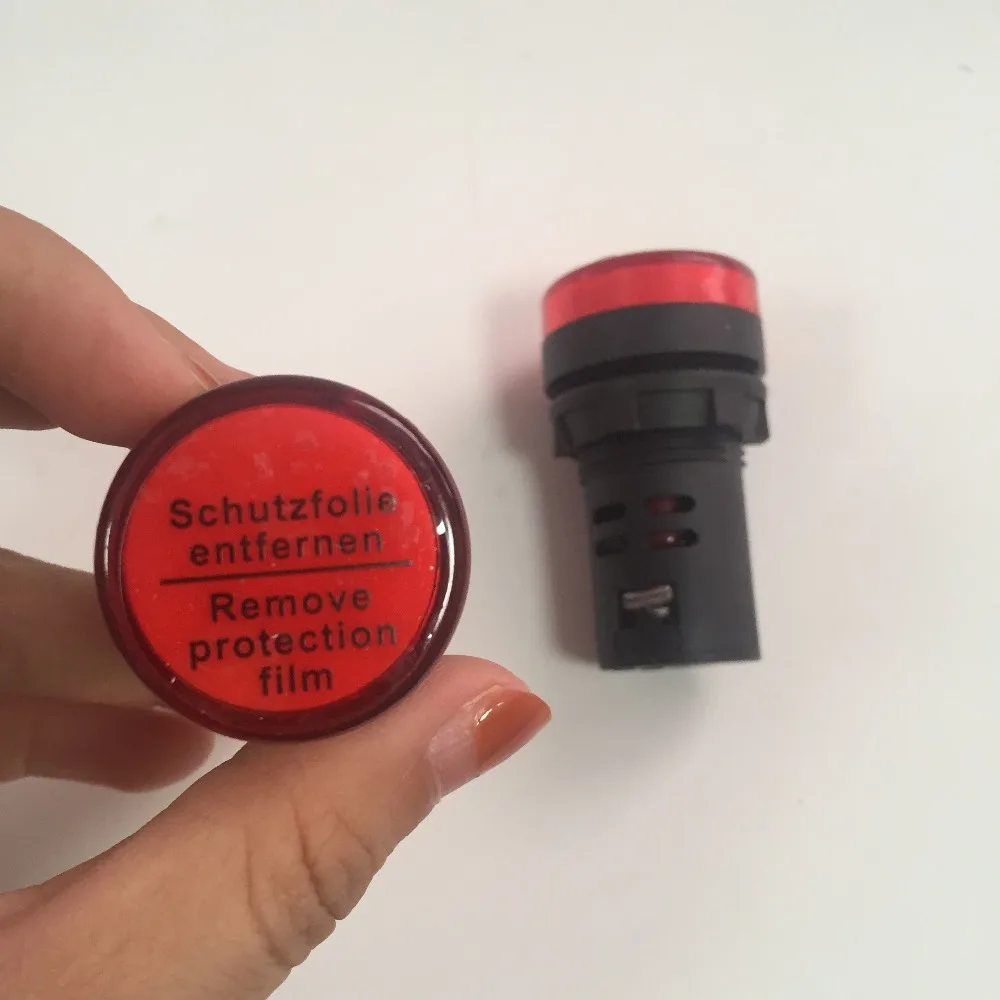 2pcs AC220V 22mm Mounting Thread Indicator Light Signal Lamp Red