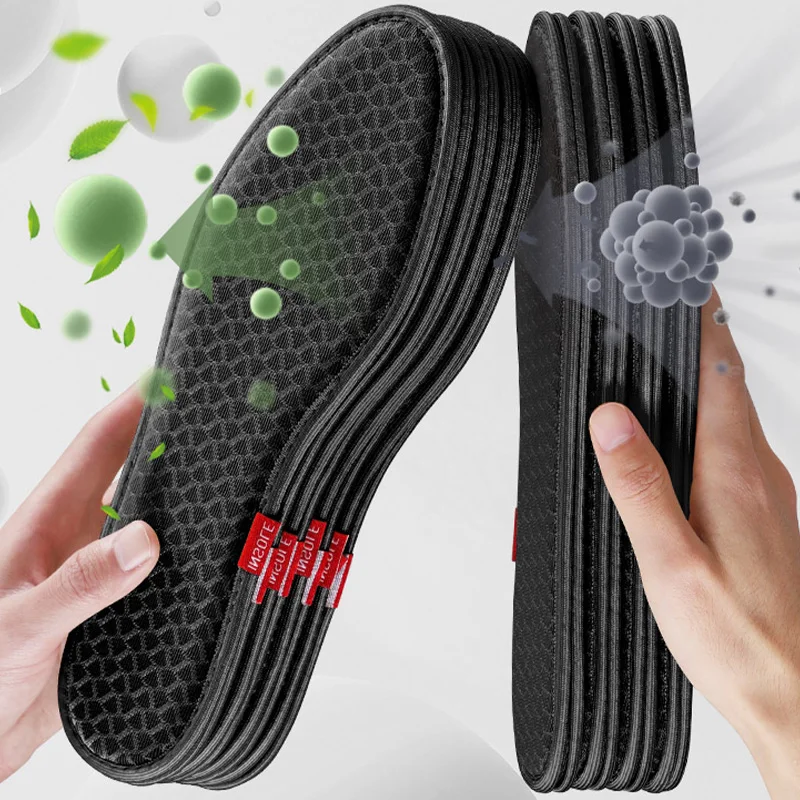 4Pcs Bamboo Charcoal Deodorant Insoles Breathable Absorb-Sweat Shoe Pads Men Running Sport Insert Light Weight Insole Brioche