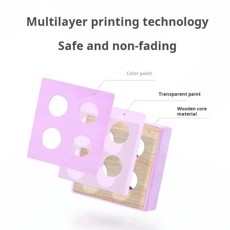 مكعبات بناء خشبية من مونتيسوري - ألغاز مطابقة على شكل ألوان معكرون، ألعاب تعليمية للأطفال الصغار من الأولاد والبنات
