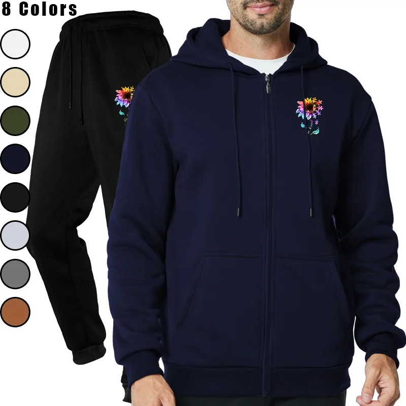 

Mens Casual Tracksuits Set with Zipper Hoodie and Running Sweatpants