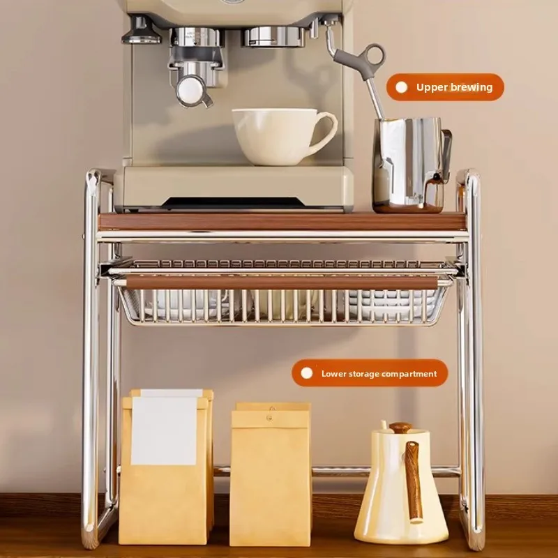 Support pour machine à café avec tiroir et rangement pour tasses, organisateur de comptoir de cuisine pour dosettes et mugs, déc