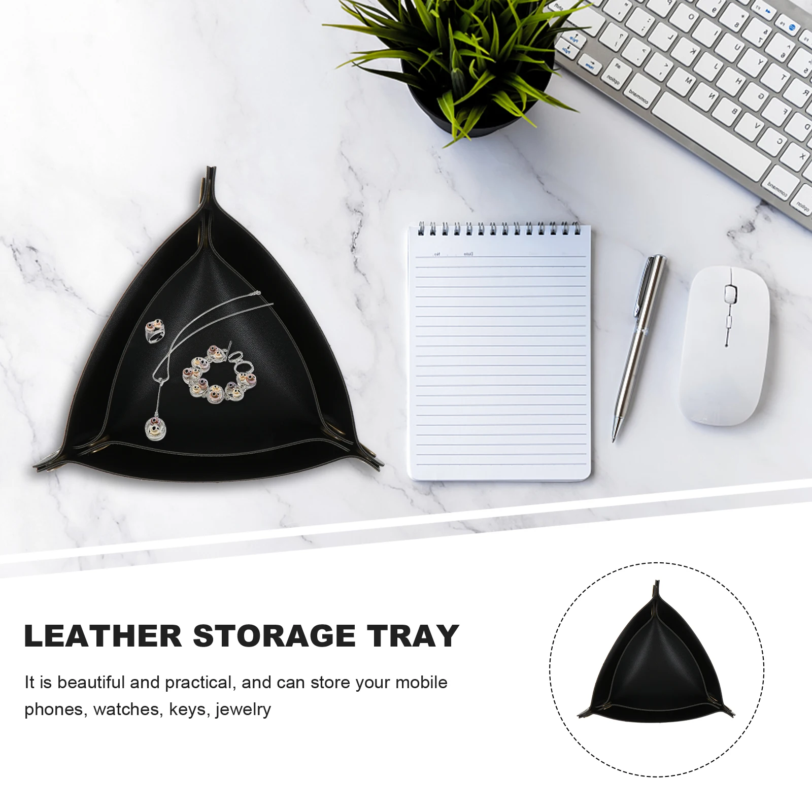 

2 Pcs Storage Tray Collapsible Desktop Watch Sundries Tabletop Triangle Stylish Organizing Office Multi-function