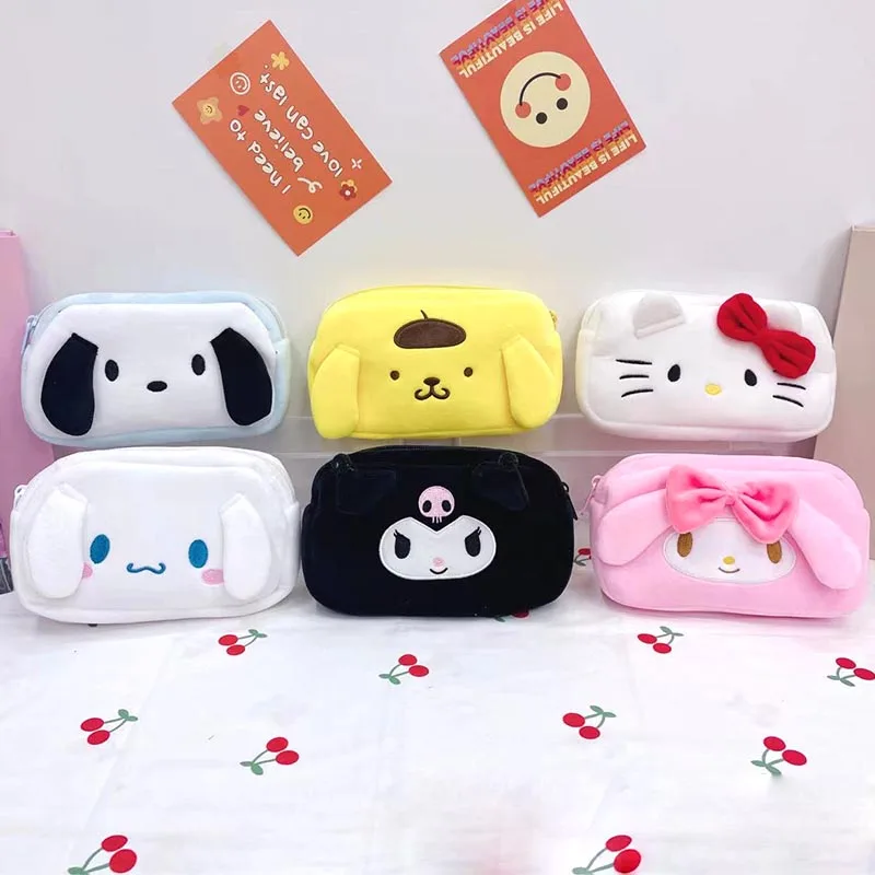 sanrio kuromi melody kitty plush pencil case kawaii pencil box coin purse papelaria cosmetic bolsa abastecimento escolar pcs por lote 01