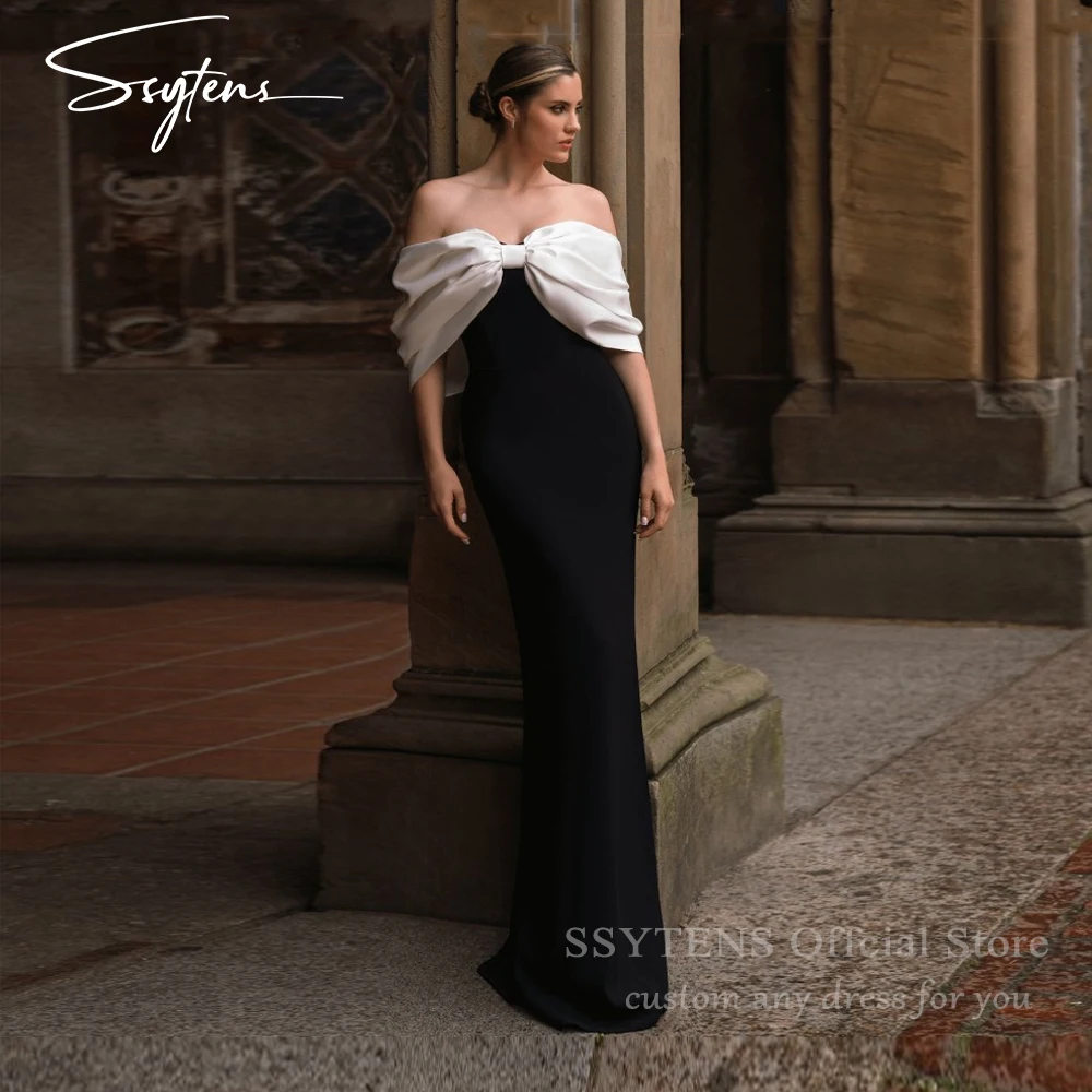 

SSYTENS Black Off Shoulder Evening Dresses Contrast Color Evening Gown Mermaid Prom Dress Formal Occasion Party Dress Customized