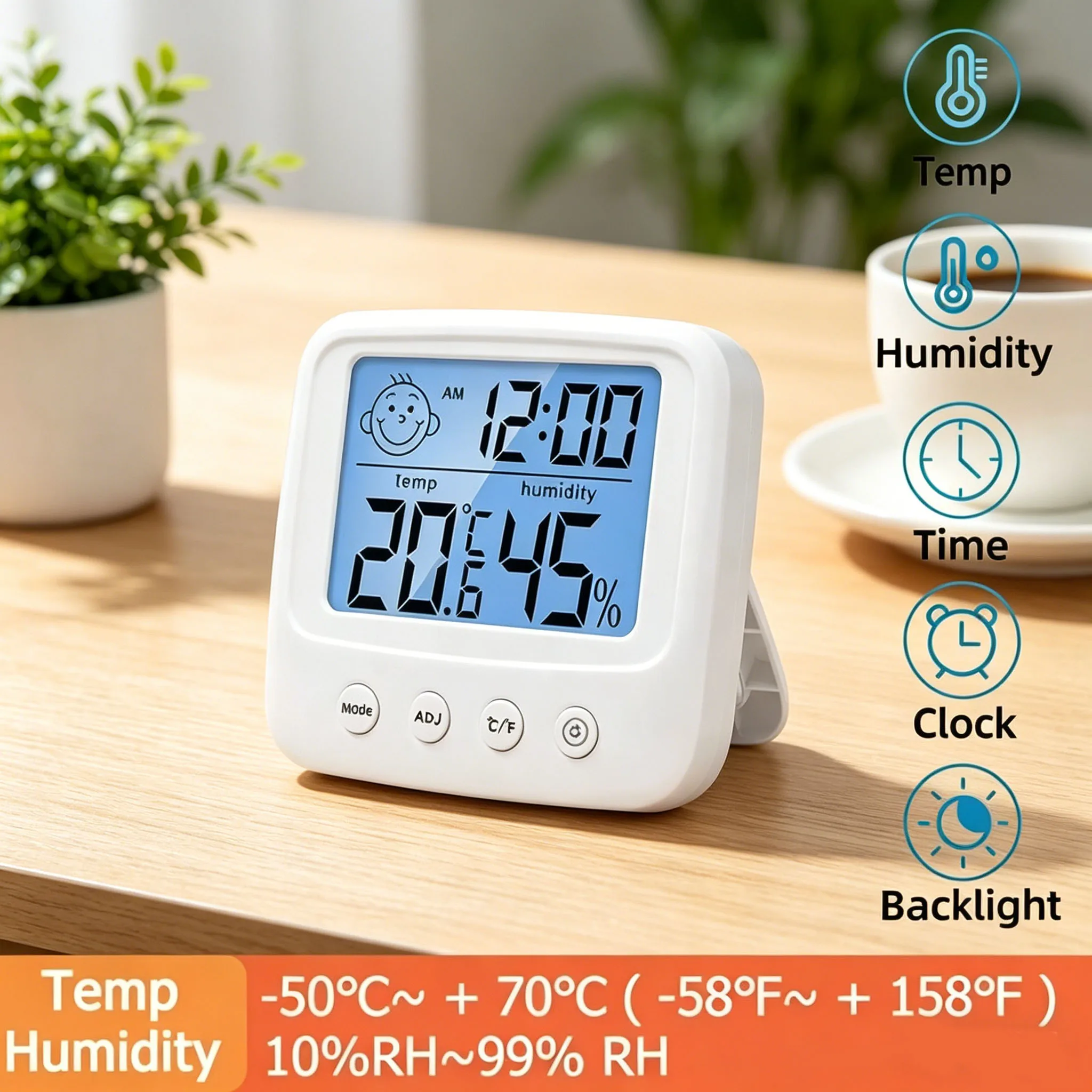 LCD Backlight Baby Room Thermometer Hygrometer, Digital Indoor Home Electronic Temperature Humidity Weather Station