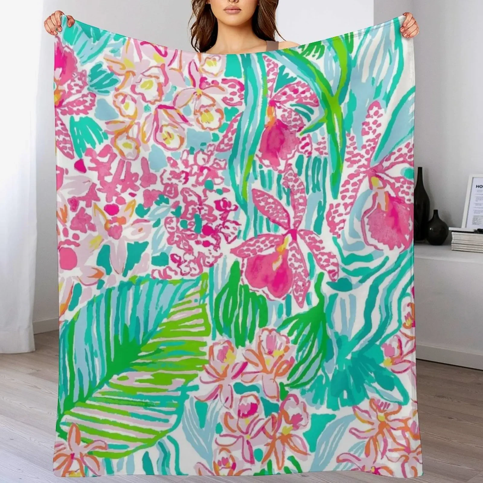 

orchid summer Throw Blanket All Season Lightweight Soft Blanket for Bed