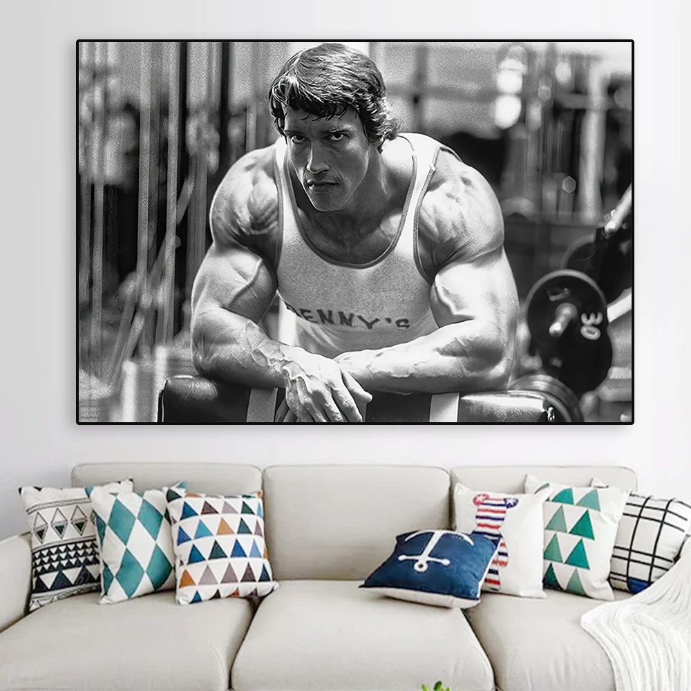 Arnold Schwarzenegger Pose Poster Bodybuilding Gym Fitness Sports Prints Inspirational Quote Canvas Paiting Wall Art Decoration