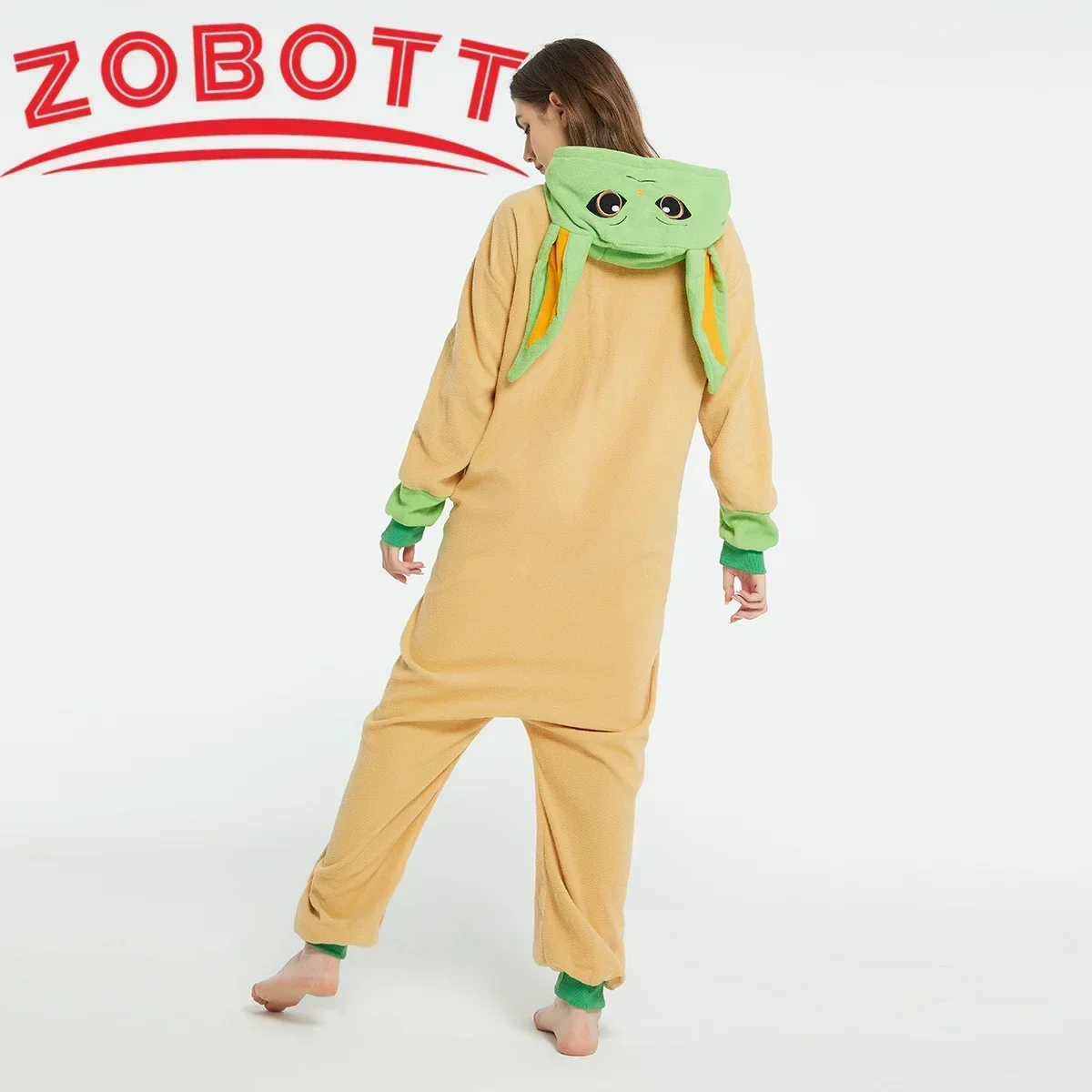 Yoda Pijamas de una pieza de dibujos animados para bebé, pijamas de manga larga, ropa de descanso informal holgada, ropa de casa para hombres y mujeres