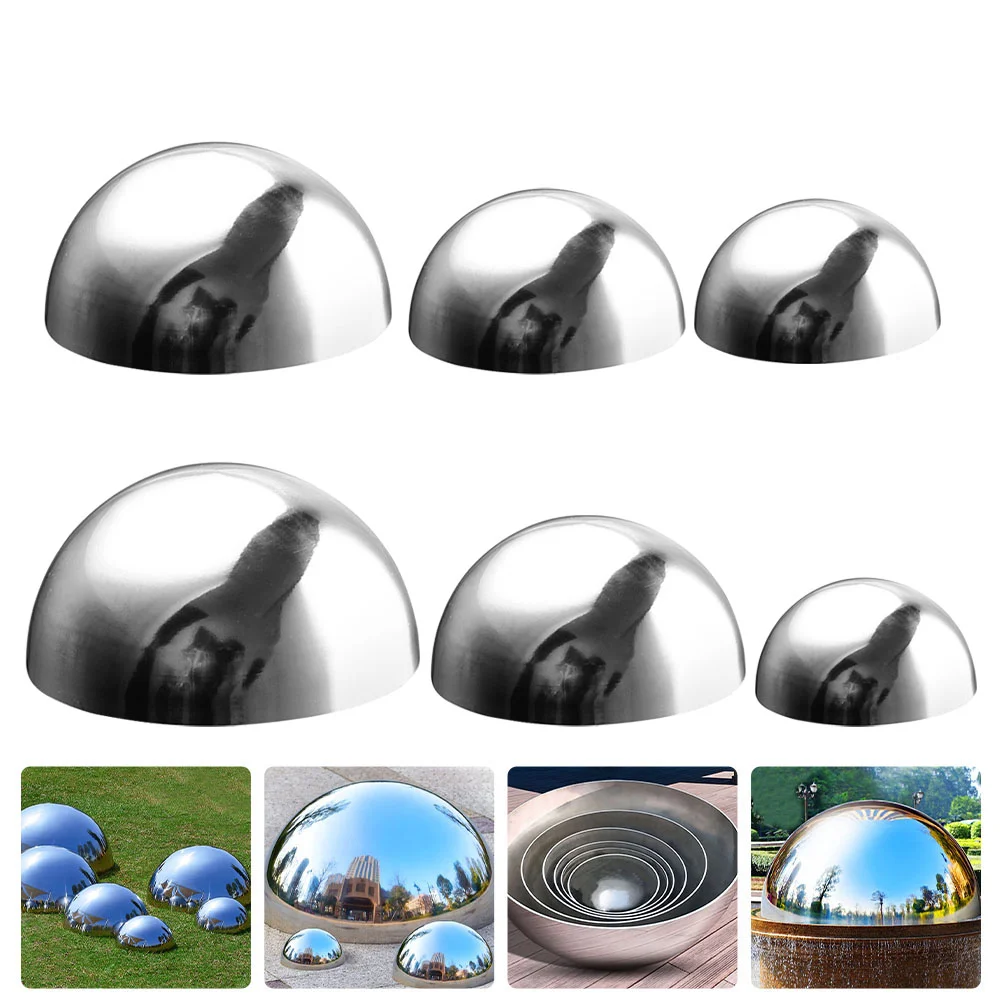 

6 Pcs Garden Reflective Ball Hemisphere Hollow Gazing Mirror Wall Decor Earth Balls Stainless Steel Decorative Outdoor