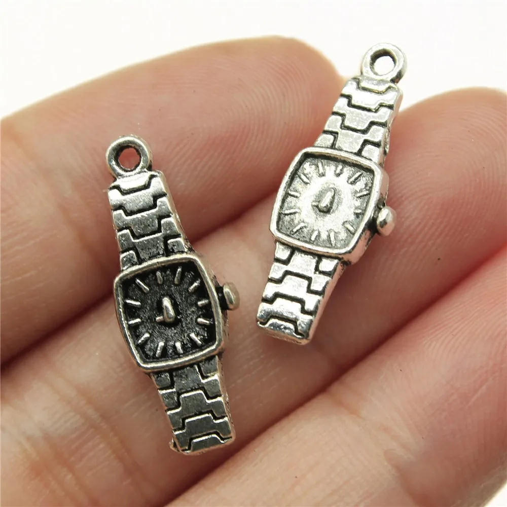 WYSIWYG 10 sztuk 23x9mm 2 kolory zegarek Charms wisiorek dla DIY tworzenia biżuterii ręcznie robiona biżuteria rękodzieło ustalenia