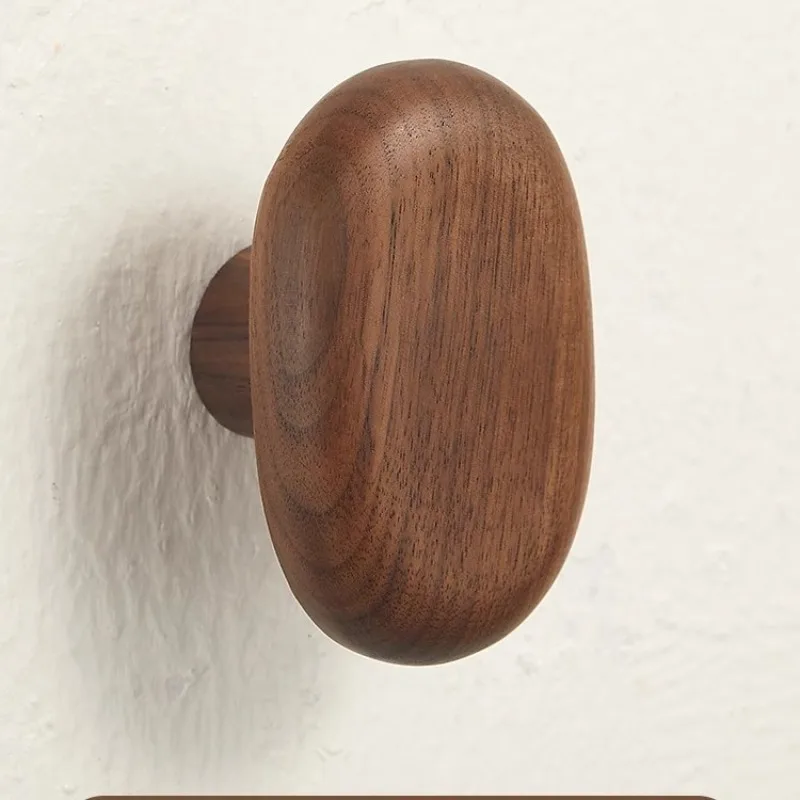 Pebble shaped Wall Mounted Coat Hook Key Hat Scarf Handbag Natural Wood Clothes Hanger Decorative Bathroom Rack Storage Hange