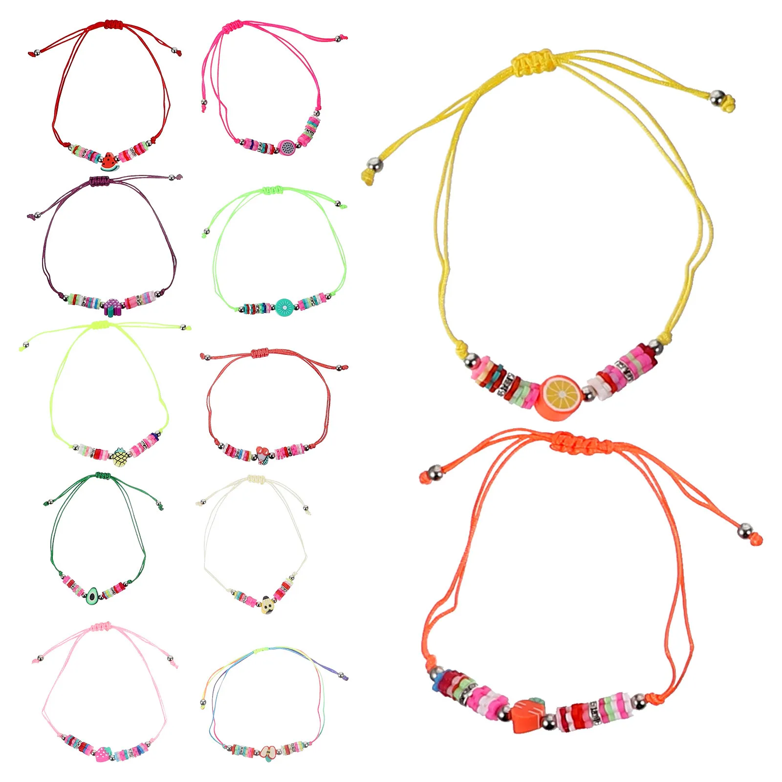 

12Pcs Colorful Fruit Bracelets Beaded Friendship Bracelets Clay Wrist Jewelry Summer Beach Style for Women Girls