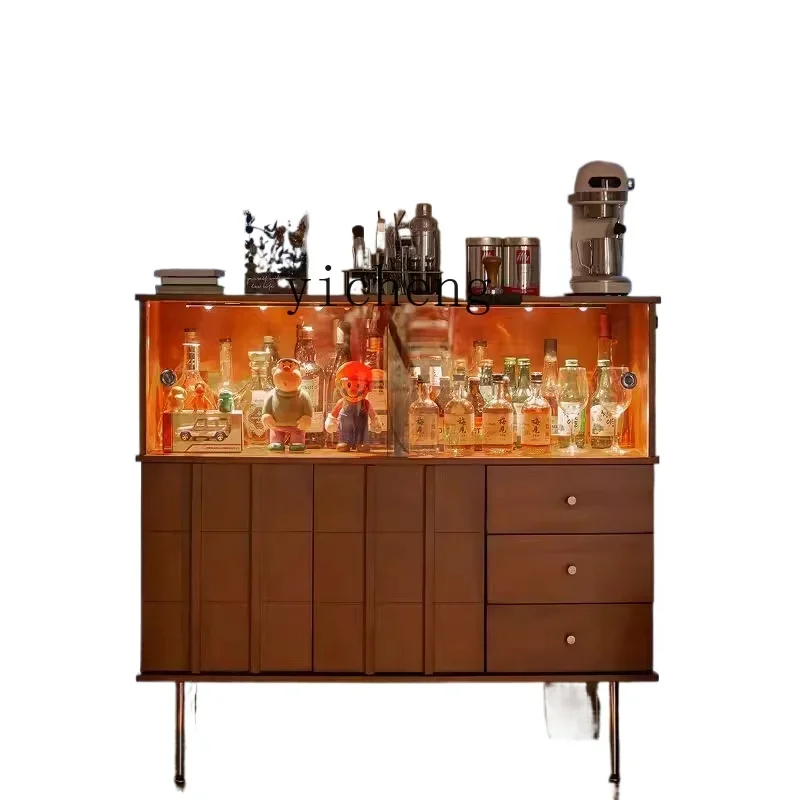 

ZF solid wood cabinet, low cabinet storage, dining side glass, living room display figure chest