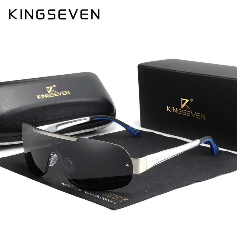 KINGSEVE Herren Polarisierte Modische Sonnenbrille Großes Rahmendesign Aluminium-Brillen Outdoor-Radfahren UV400 Sommer-Brillen