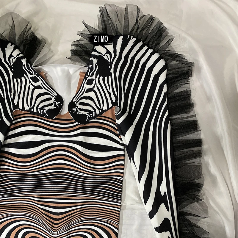 Traje Sexy de cantante de cebra a rayas para mujer, traje de actuación, mono con patrón, mono ajustado para juego de rol de baile de Bar Ds
