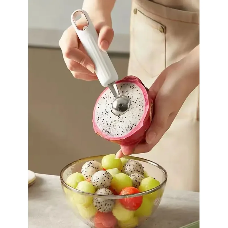 Stainless Steel Fruit Baller, Watermelon Slicer, Ice Cream Scoop, Round Spoon, Hole-Punching Tool, 1 Piece