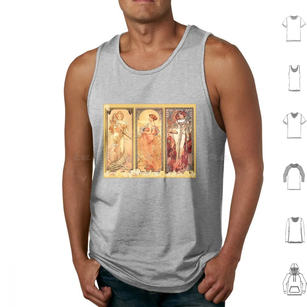 Alphonse Mucha : Art Nouveau Triptych Tank Tops Vest Sleeveless Alphonse Mucha Art Nouveau Triptych Nouveau Belle Epoque
