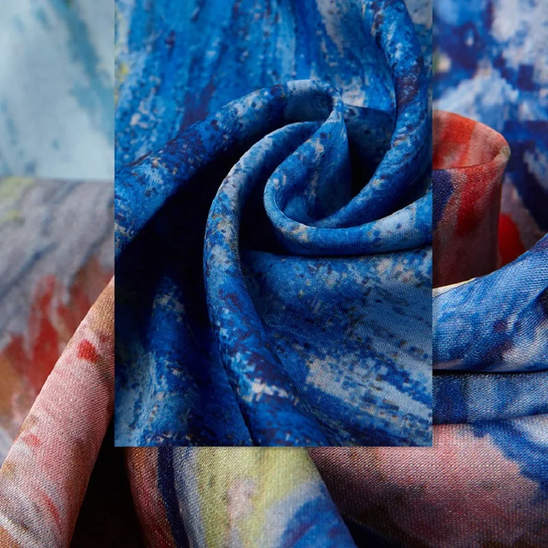 POBING Twill-Seidenschal für Damen, Van-Gogh-Druck, quadratische Schals, Wickel, Bandana, kleine Hijabs, Foulards, Krawatte, Stirnband, Halstuch, 53 cm – Detail 1