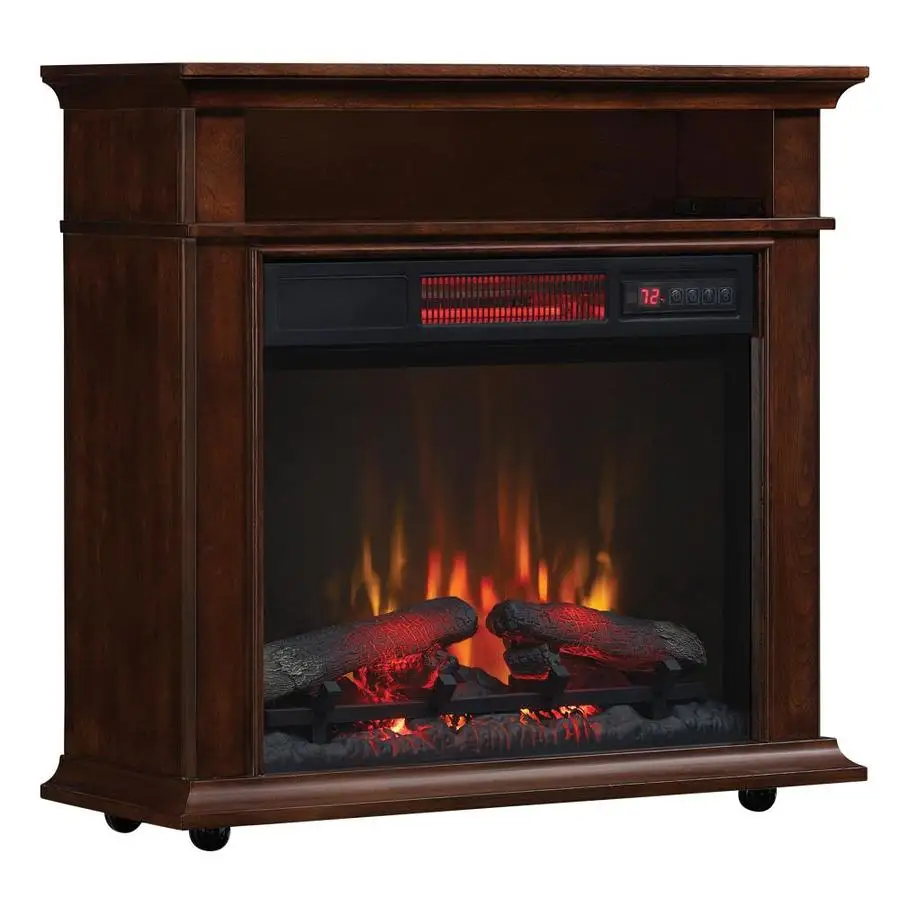 

#Further Wood 23 Inches Electric Fireplace Wood Fireplace Indoor Freestanding Heater Moveable Electric Fireplace
