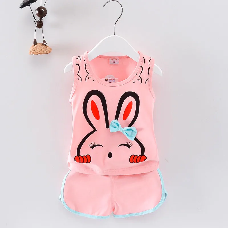 New Summer Baby Clothes Children Sleepwear Girls Cute Vest Shorts 2Pcs/Set Toddler Casual Costume Infant Pajamas Kids Tracksuits