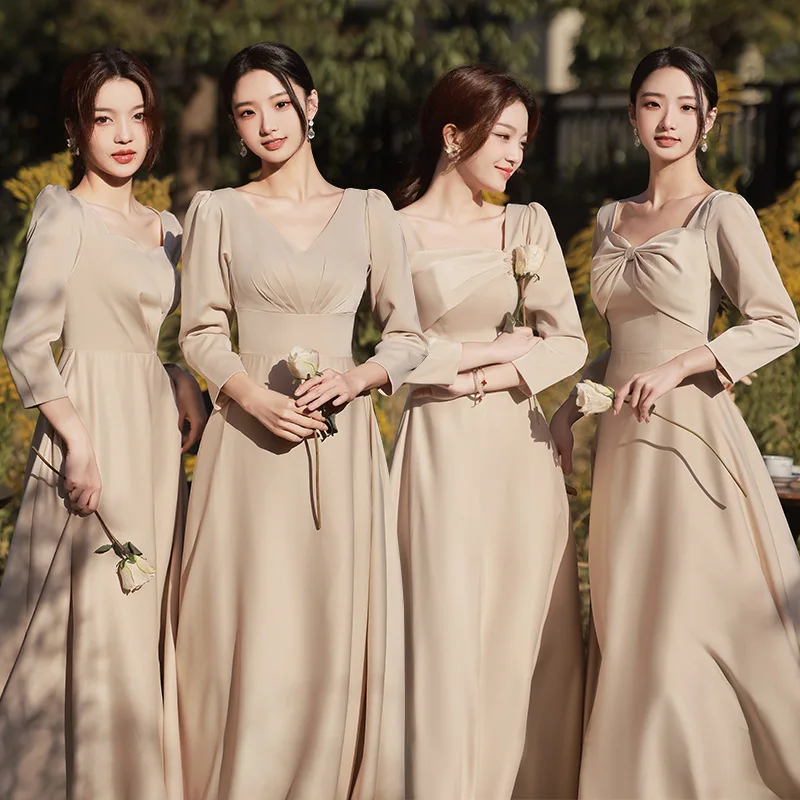 

Slimming Long Sleeve Maids of Dress Wedding Sister Group Summer 2024 New Style Year End Conference Student Performance ...
