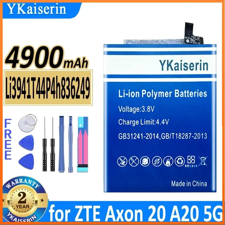 

YKaiserin 4900mAh Li3941T44P4h836249 Battery for ZTE Axon 20 A20 5G Standard Edition A2121 Moile Phone Batteries + Track Code