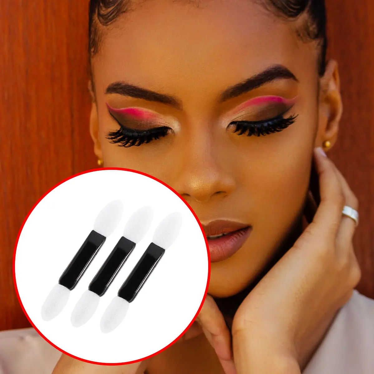 

100pcs Dual Sided Eyeshadow Double Ended Sponge Applicator Disposable Oval Tipped Eyeliner Makeup Tool For Women Girls Travel