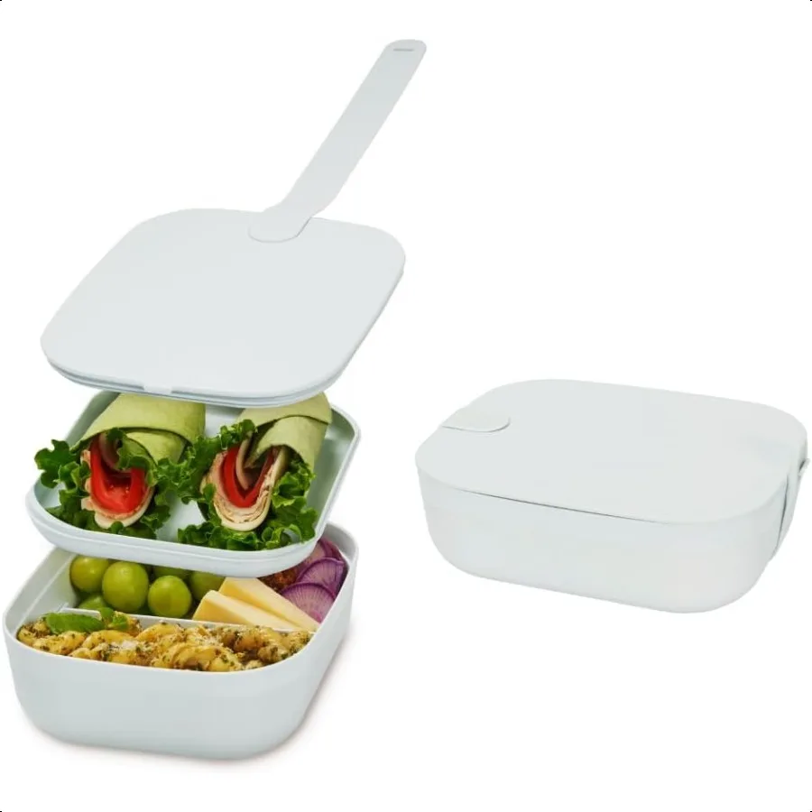 

Ланч-бокс Bento, 3-х отделений, портативный ланч-бокс для взрослых с застежкой-ремешком, контейнер для еды, посудомоечная машина без BPA и микрова