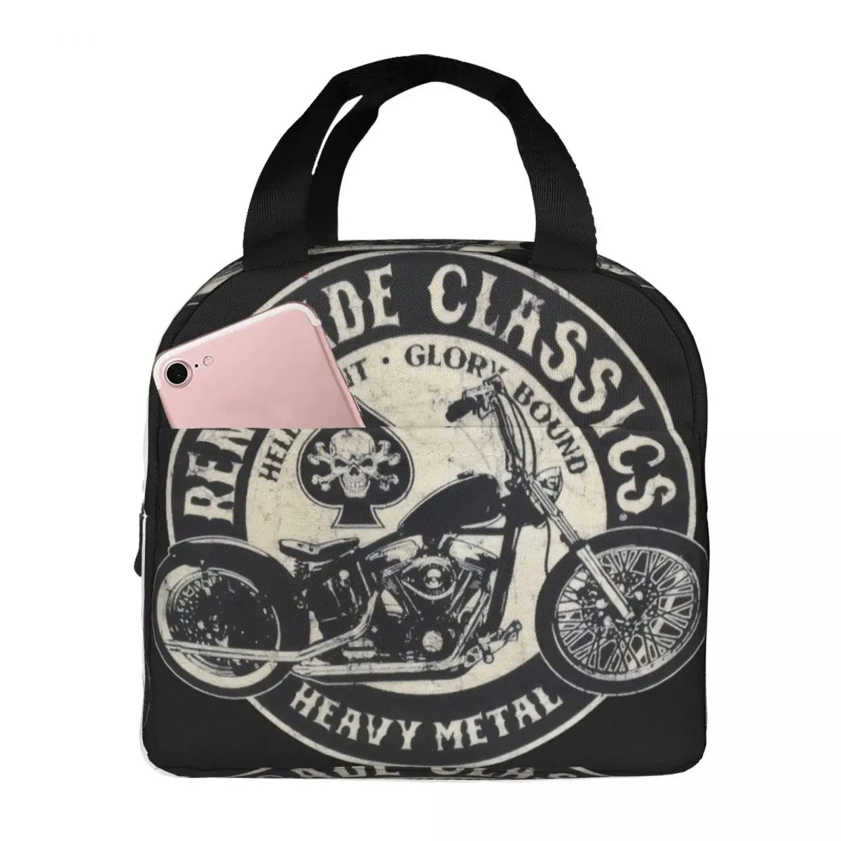 

Glory Bounds Motorcycle USA Heavy Metal Lunch Bag Unisex Portable Cooler Insulated Lunch Box Food Bento Box