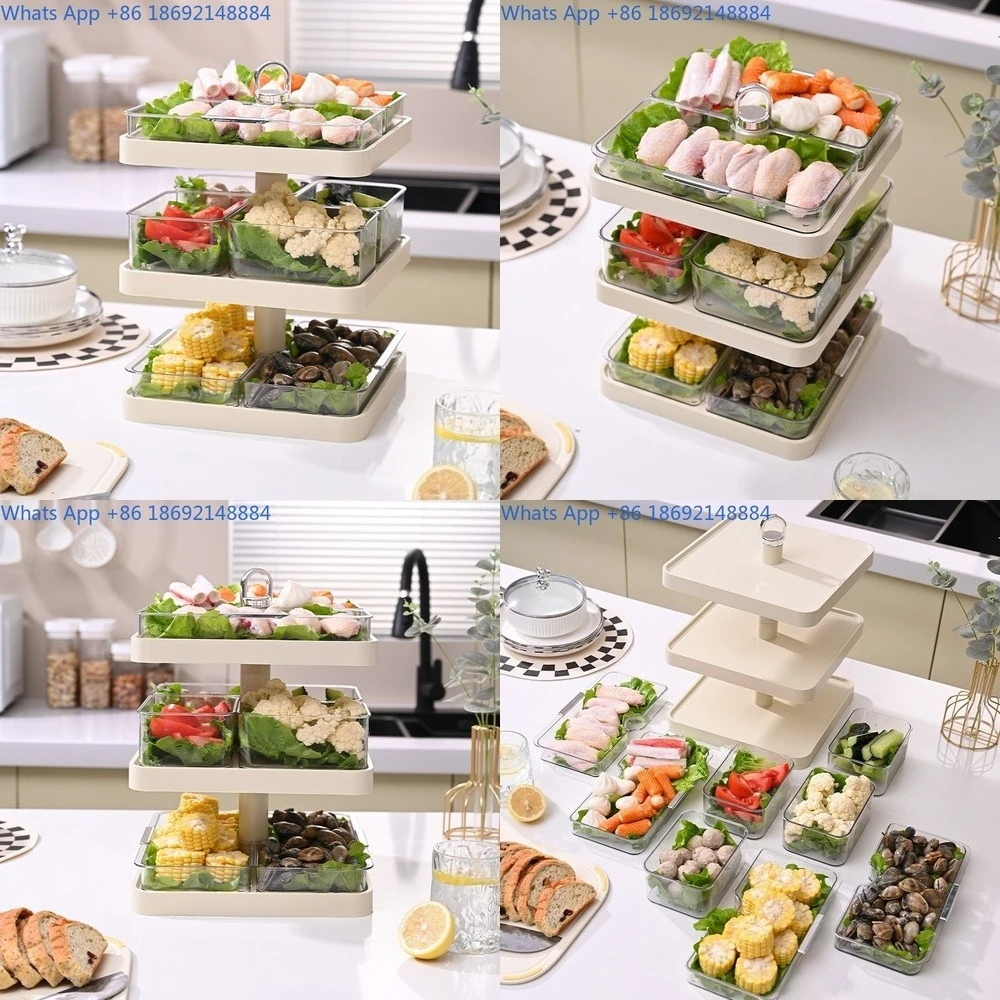 

Hotpot storage, stacked platters, household side dishes, kitchen hotpot plates, divided into compartments, multifunctional