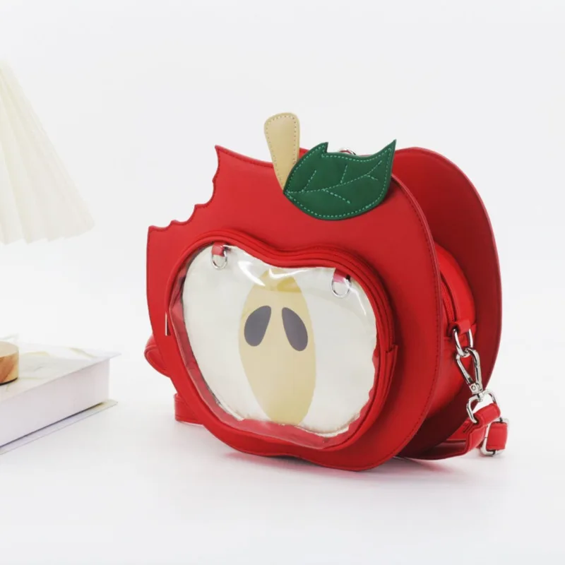 Apple Itabag 2024 New Hollow PU Zipper Sweet Round Bag Student Backpack Halloween Cute Large Capacity College Crossbody Bag Gift