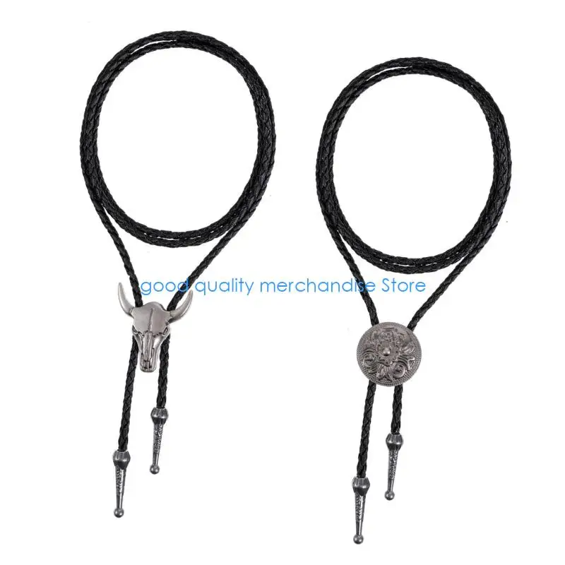 Y5JD Fashion Cow Head من جلد البولي يوريثان، إكسسوار رقبة بتفاصيل ربطة عنق أنيقة مثالية للارتداء اليومي والهدايا