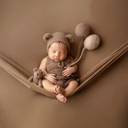 Newborn Photography Props Clothes Knitted Teddy Bear Outfits Hat Bear Doll Studio Full Month Infant Photoshoot Props Accessories