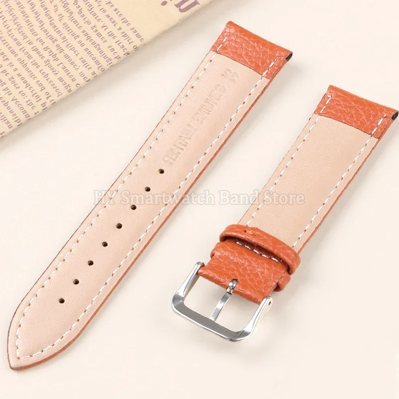 12 мм, 14 мм, 16 мм, 18 мм, 19 мм, 20 мм, 22 мм, 24 мм, мягкий кожаный ремешок для часов, сменный браслет из воловьей кожи, браслет с узором личи, аксессуар