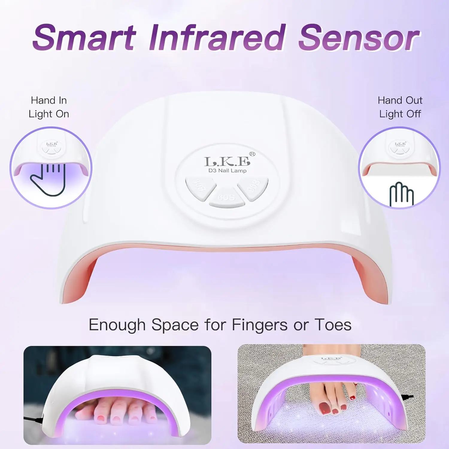 مصباح أظافر LED بالأشعة فوق البنفسجية 72 وات، 21 قطعة من الخرز، مستشعر ذكي، معالجة سريعة لطلاء الجل