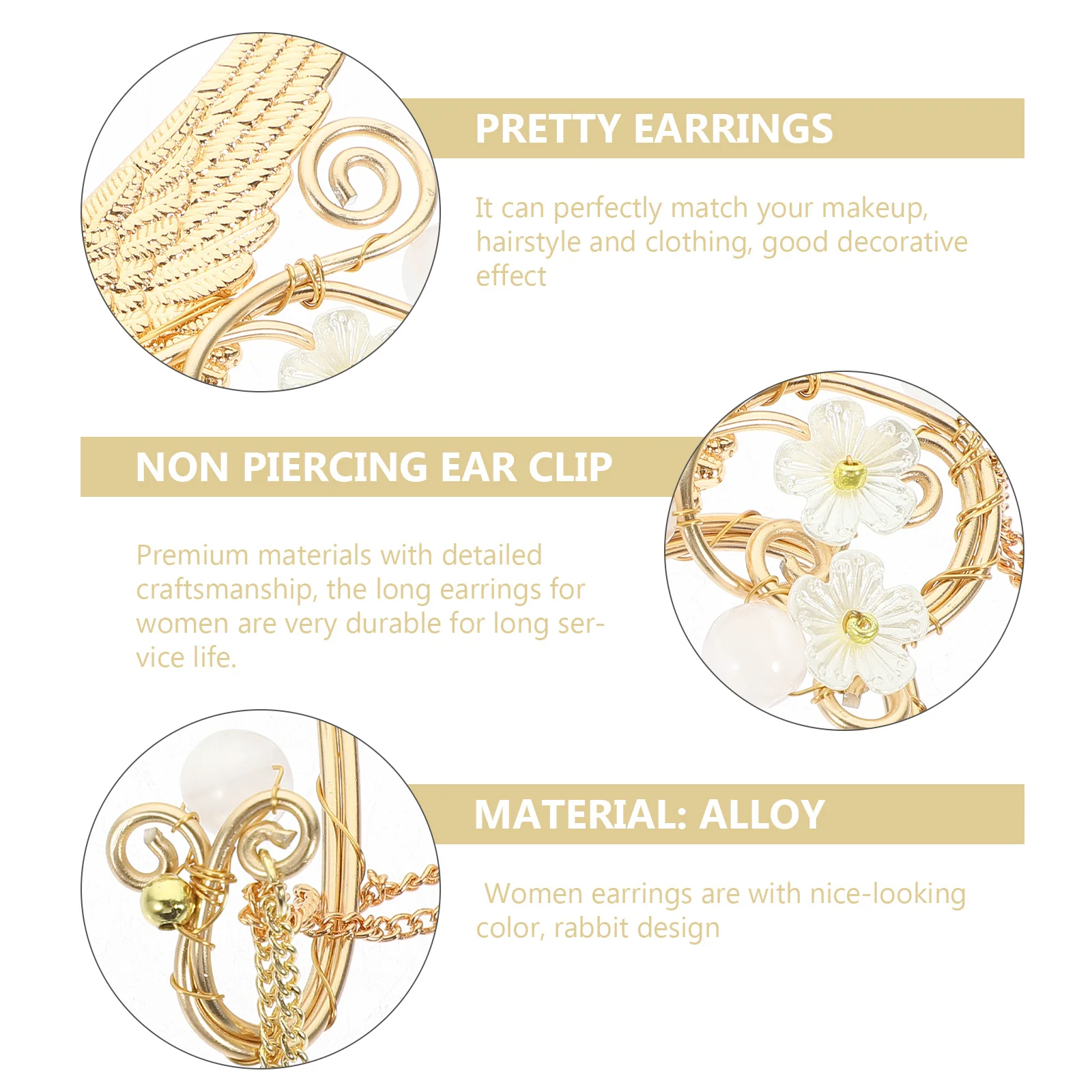 

1 Pair Elf Ear Cuffs Tassel Non Piercing Ear Clip For Women Lightweight Earrings Jewelry Gift Fashion Party Cosplay