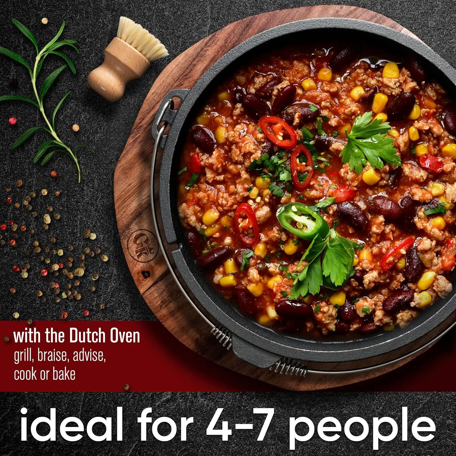 Pre-Seasoned Dutch Oven Set - 9 Quart Cast Iron Dutch Oven Pot with Lid, Fire Pot with Feet for Bread Baking & Cooking - Include