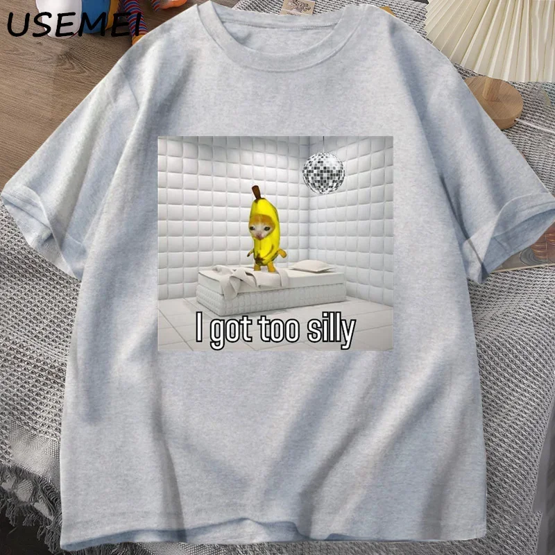 تي شيرت لقد حصلت على سخيفة جداً الاستيقاظ في العمل سخيفة البكاء الموز تريست القط ميمي الرجال تي شيرت مضحك قصيرة الأكمام المألوف رداء علوي غير رسمي