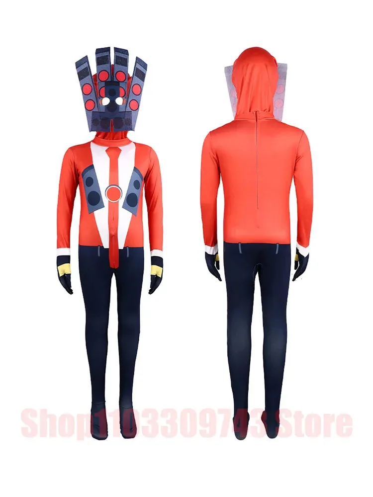 qq38Halloween Fun Cute Tight Top Jumpsuit Children's Role Play Funny Sound vs Toilet Man