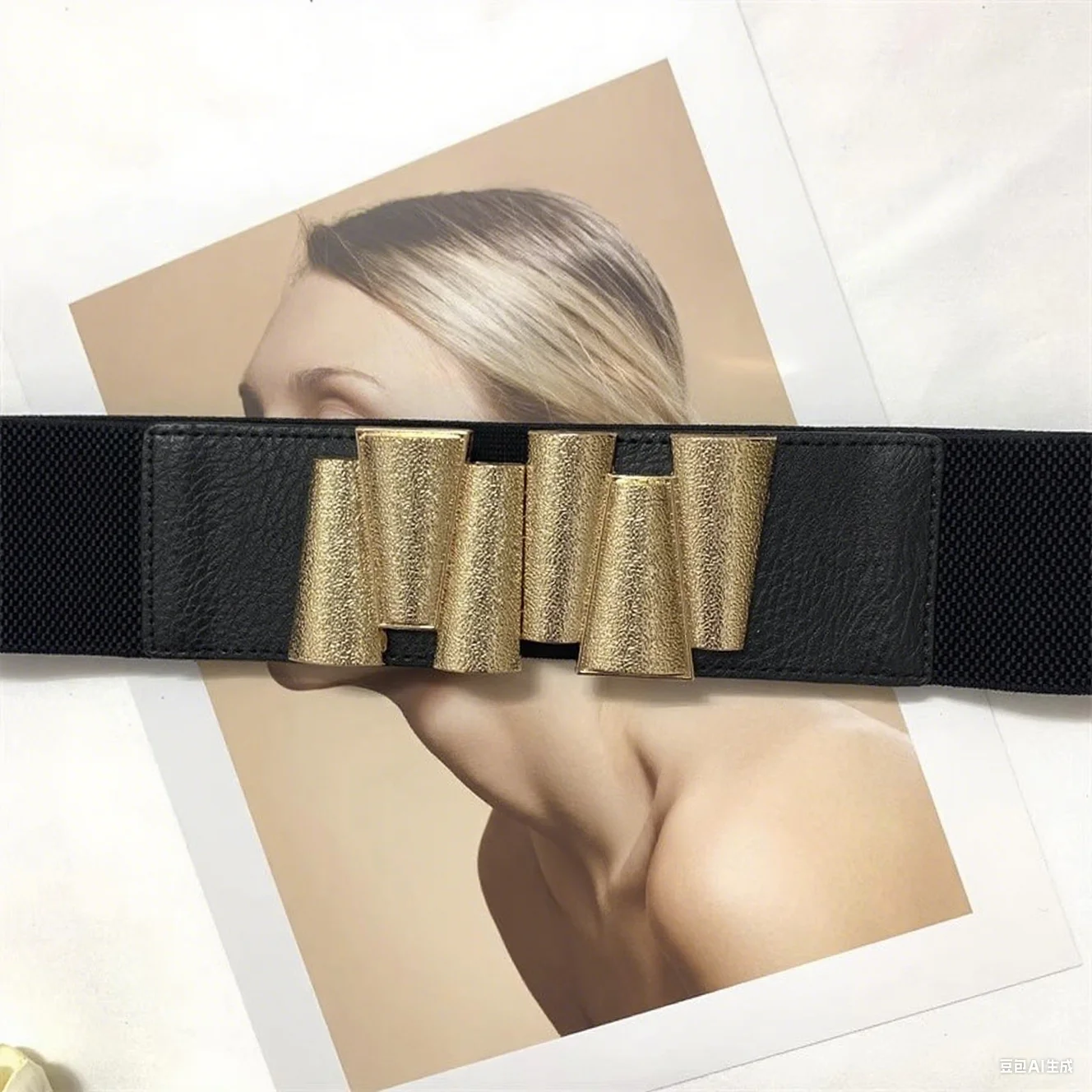 المرأة الذهب مشبك مطاطا مشد الإناث Cummerbund معطف حزام فستان Decration حزام عريض J1601